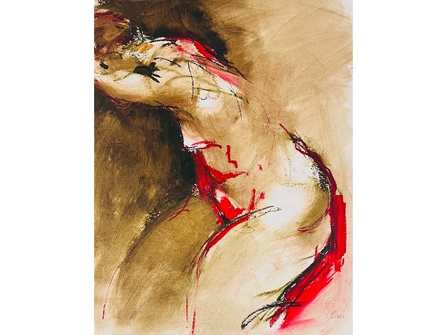 Franscz witte - naakt - olieverfkrijt op papier - afbeelding 4 van  7