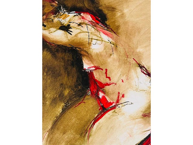 Franscz witte - naakt - olieverfkrijt op papier - afbeelding 5 van  7