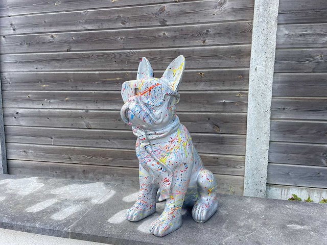 Franse bulldogs met bril h60cm silver splash - afbeelding 1 van  2