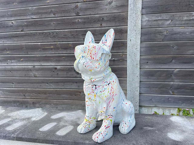 Franse bulldogs met bril h60cm white splash - afbeelding 1 van  2