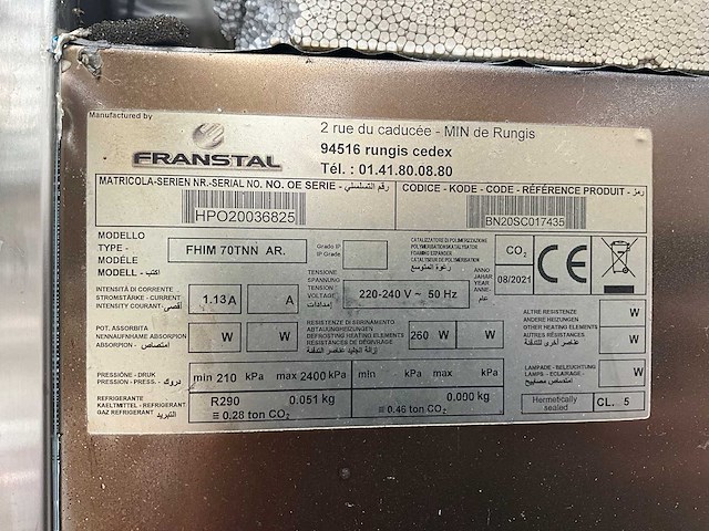 Franstal fhim 70tnn ar koelkast rvs - afbeelding 5 van  5