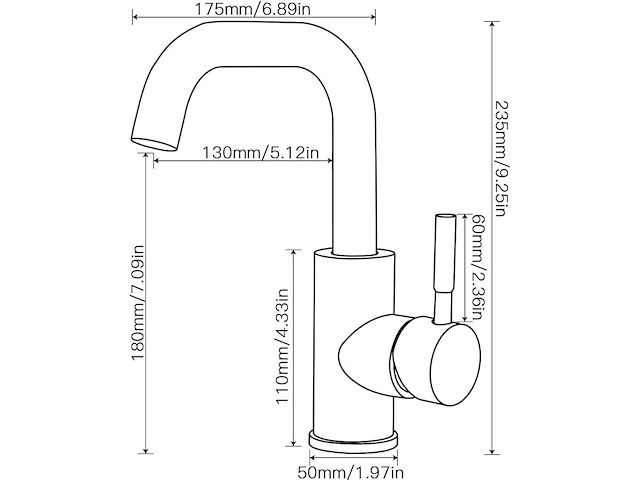 Frap badkamerkraan voor kleine wastafel zwart - afbeelding 3 van  3