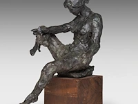 Freddy van dyck (1942), bathing woman, patinated bronze on a wooden base, h cm