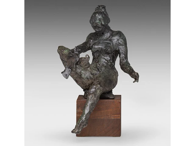 Freddy van dyck (1942), bathing woman, patinated bronze on a wooden base, h cm - afbeelding 2 van  8