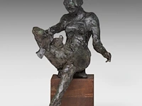 Freddy van dyck (1942), bathing woman, patinated bronze on a wooden base, h cm - afbeelding 2 van  8