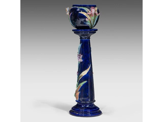 Frédéric thurner (1865-1925), polychrome decorated jardinière on stand, total h 111,5 cm 111.5 cm. (43.89 in.) - afbeelding 2 van  9