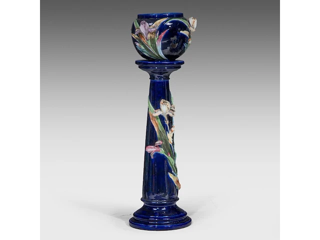 Frédéric thurner (1865-1925), polychrome decorated jardinière on stand, total h 111,5 cm 111.5 cm. (43.89 in.) - afbeelding 4 van  9