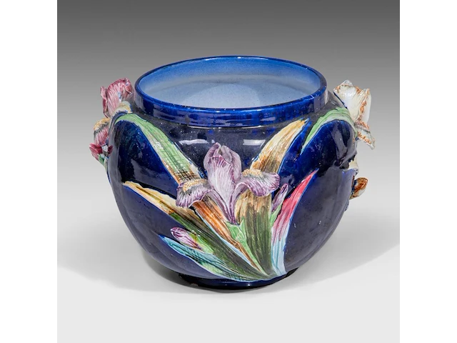 Frédéric thurner (1865-1925), polychrome decorated jardinière on stand, total h 111,5 cm 111.5 cm. (43.89 in.) - afbeelding 7 van  9