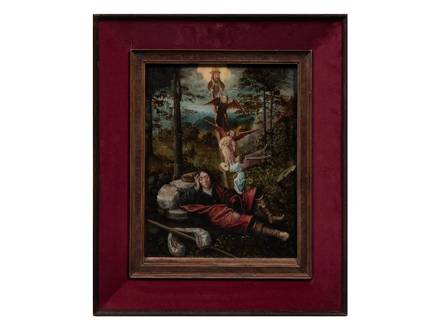 French or flemish school, the dream of jacob, 16thc, oil on oak 42 x 33.5 cm. (16.53 x 13.18 in.), frame: 62 x 52 cm. (24.41 x 20.46 in.) - afbeelding 2 van  5