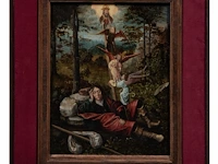 French or flemish school, the dream of jacob, 16thc, oil on oak 42 x 33.5 cm. (16.53 x 13.18 in.), frame: 62 x 52 cm. (24.41 x 20.46 in.) - afbeelding 2 van  5