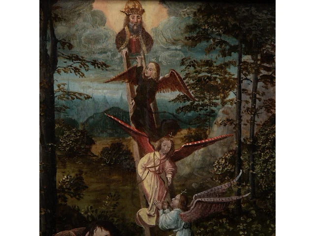 French or flemish school, the dream of jacob, 16thc, oil on oak 42 x 33.5 cm. (16.53 x 13.18 in.), frame: 62 x 52 cm. (24.41 x 20.46 in.) - afbeelding 4 van  5