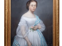French school, portrait of a young woman, dated 1863, pastel on paper canvas 92 x 74 cm. (36.21 x 29.12 in.), frame: 112 x 94 cm. (44.09 x 37.00 in.) - afbeelding 2 van  6