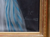 French school, portrait of a young woman, dated 1863, pastel on paper canvas 92 x 74 cm. (36.21 x 29.12 in.), frame: 112 x 94 cm. (44.09 x 37.00 in.) - afbeelding 4 van  6