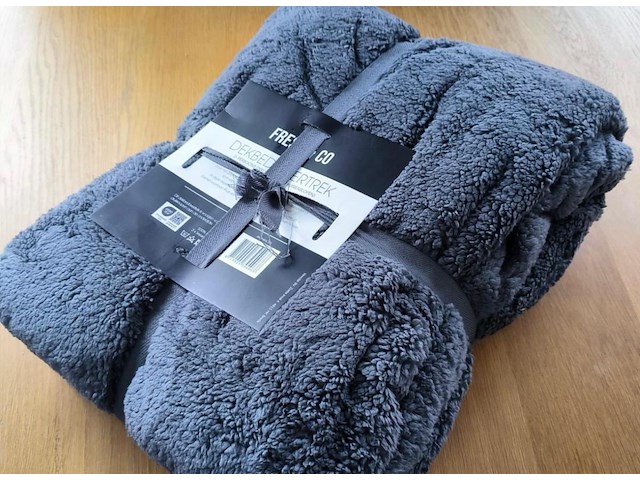 Fresh & co teddy dekbedovertrek & 2 kussenslopen kleur : donkergrijs maat : 200x220 - afbeelding 2 van  3