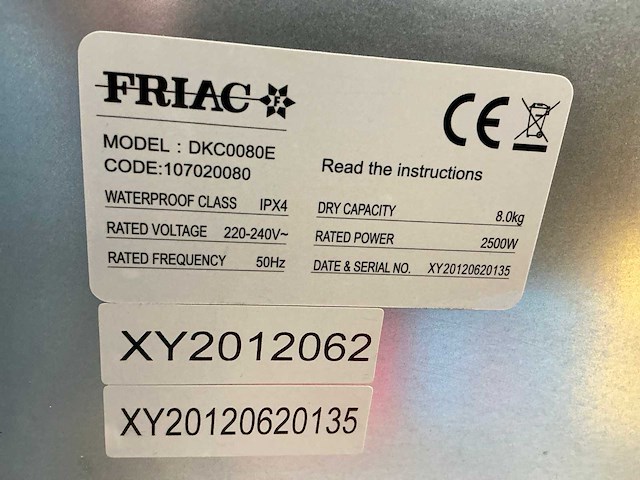 Friac dkc0080e wasdroger - afbeelding 7 van  7