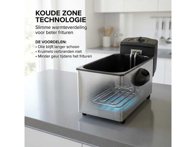 Frituurpan 3 liter - friteuse 2000w - afbeelding 4 van  6