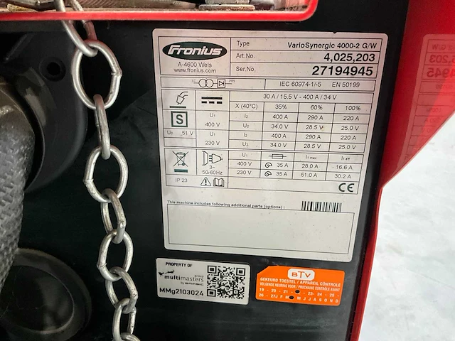 Fronius variosynergic 4000 elektrode lasapparaat - afbeelding 15 van  15