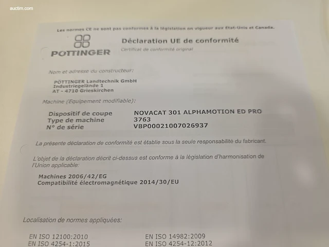 Frontmaaier pöttinger 3763 novacat 301 alphamotion ed pro - afbeelding 3 van  12