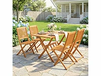 Fsc 5-delige houten tuinset opvouwbare tafel met 2 klapstoelen met bladontwerp
