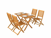 Fsc 5-delige houten tuinset opvouwbare tafel met 2 klapstoelen met bladontwerp - afbeelding 2 van  4