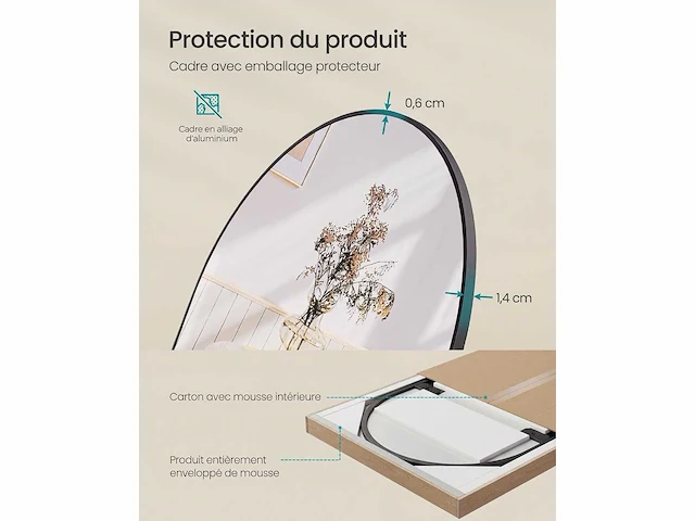 Full-face hangspiegel, gebogen, 120 x 40 cm, gehard glas - afbeelding 4 van  5