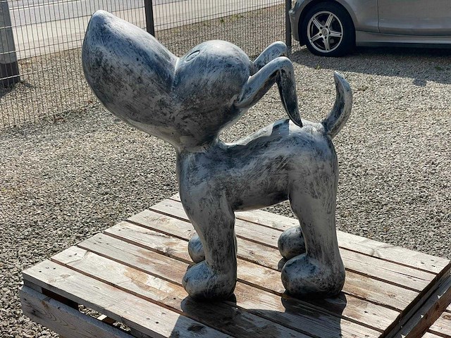 Funny dog staand h80cm x l75cm old silver - afbeelding 2 van  3