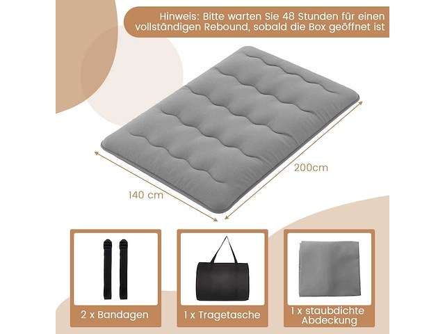 Futonmatras - 140 x 200 - grijs - afbeelding 1 van  1