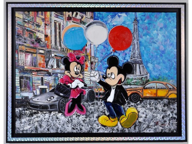 G. foucard – minnie en mickey in parijs - olie op doek - 90x120 cm - afbeelding 1 van  13