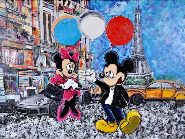 G. foucard – minnie en mickey in parijs - olie op doek - 90x120 cm - afbeelding 6 van  13
