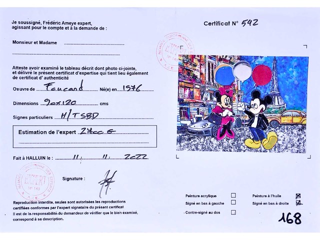 G. foucard – minnie en mickey in parijs - olie op doek - 90x120 cm - afbeelding 8 van  13