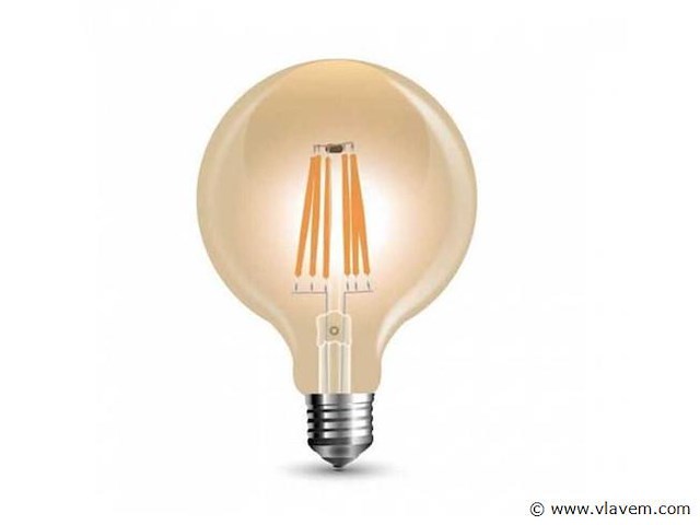 G95 amber filament lamp . 6w . e27 . dimbaar . ip20 (x80) - afbeelding 4 van  5