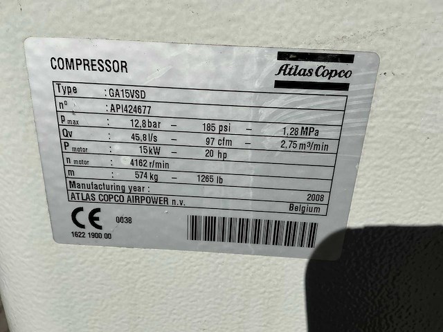 Ga15vsd luchtcompressor - afbeelding 4 van  4