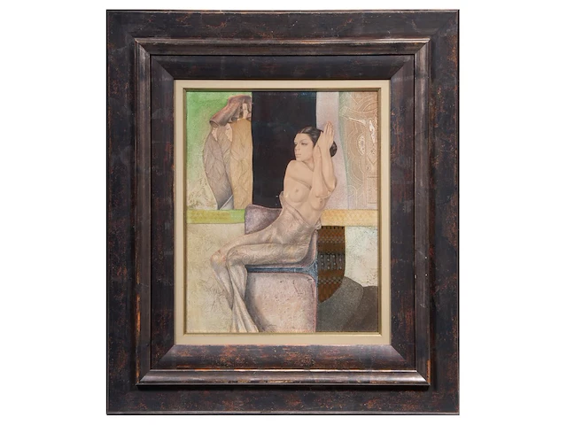 Gabriel meiring (1946), 'contemplation', 1993, mixed media 60 x 50 cm. (23.62 x 19.67 in.), frame: 82 x 72 cm. (32.28 x 28.35 in.) - afbeelding 2 van  6