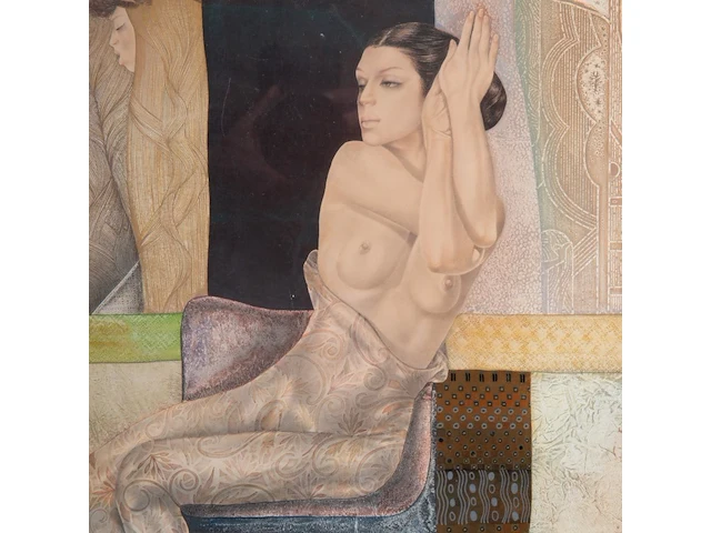 Gabriel meiring (1946), 'contemplation', 1993, mixed media 60 x 50 cm. (23.62 x 19.67 in.), frame: 82 x 72 cm. (32.28 x 28.35 in.) - afbeelding 5 van  6
