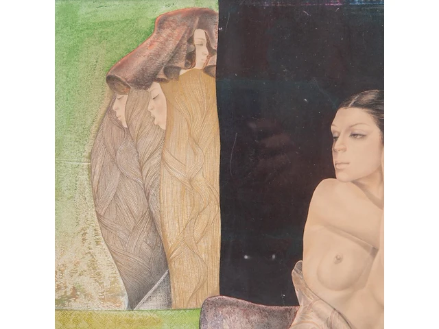 Gabriel meiring (1946), 'contemplation', 1993, mixed media 60 x 50 cm. (23.62 x 19.67 in.), frame: 82 x 72 cm. (32.28 x 28.35 in.) - afbeelding 6 van  6
