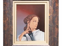 Gabriel meiring (1946), portrait of a female beauty, 1997, mixed media 45 x 35 cm. (17.71 x 13.77 in.), frame: 76 x 66 cm. (29.92 x 25.98 in.) - afbeelding 2 van  4