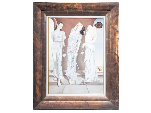 Gabriel meiring (1946), the three graces, 2000, mixed media 70 x 50 cm. (27.55 x 19.67 in.), frame: 96 x 76 cm. (37.79 x 29.92 in.) - afbeelding 2 van  7