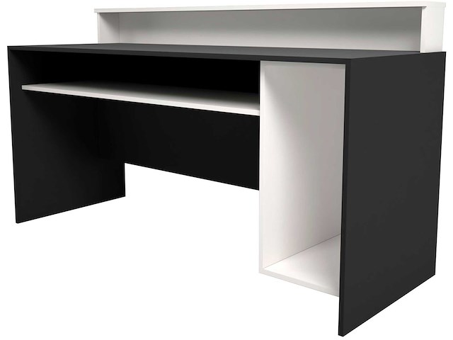 Gaming bureau beri 140 cm - wit/zwart - afbeelding 2 van  4