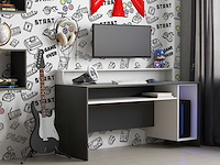 Gaming bureau beri 140 cm - wit/zwart - afbeelding 3 van  4