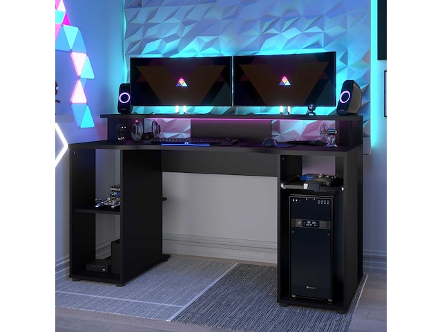 Gaming bureau levelup 150cm - zwart - afbeelding 4 van  4