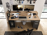 Gaming bureau tudi - inclusief verlichting in grijs/hout - afbeelding 5 van  7