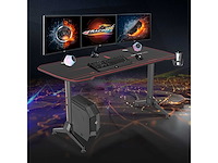 Gamingbureau 160x73cm gamerbureau met volledige muismat, bekerhouder, headsethaak en snoerbeheer, zwart - afbeelding 3 van  8