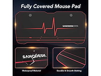 Gamingbureau 160x73cm gamerbureau met volledige muismat, bekerhouder, headsethaak en snoerbeheer, zwart - afbeelding 4 van  5