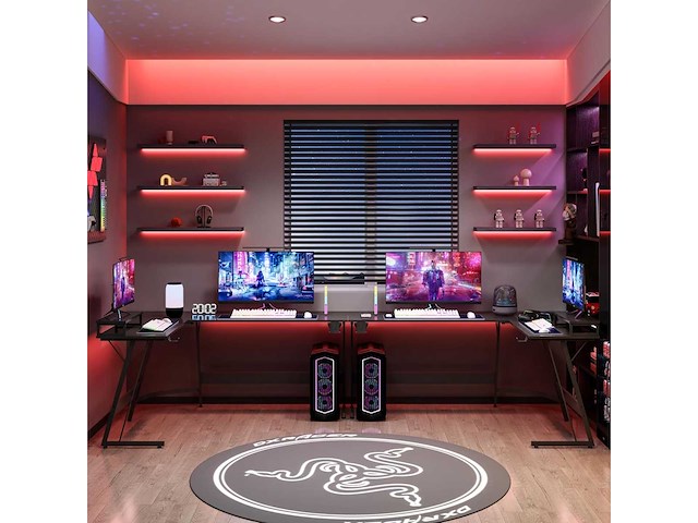 Gamingbureau 167 x 127 cm l-vormig hoekbureau - afbeelding 5 van  11