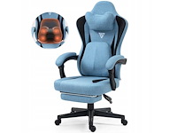 Gamingstoel - blauwe stof - masserend - verwarmd - afbeelding 3 van  7