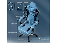 Gamingstoel - blauwe stof - masserend - verwarmd - afbeelding 5 van  7