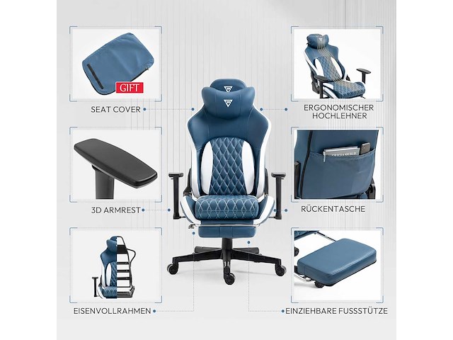 Gamingstoel - bureaustoel met voetsteun - afbeelding 7 van  9