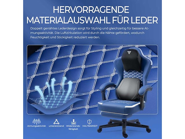 Gamingstoel - ergonomisch met verwarmde lendensteun - afbeelding 7 van  8