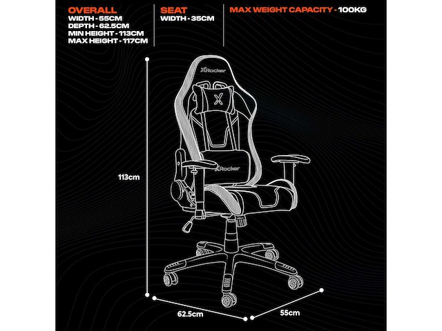 Gamingstoel - x rocker - ergonomisch - aanpasbaar rgb - hoge rugleuning - afbeelding 3 van  10