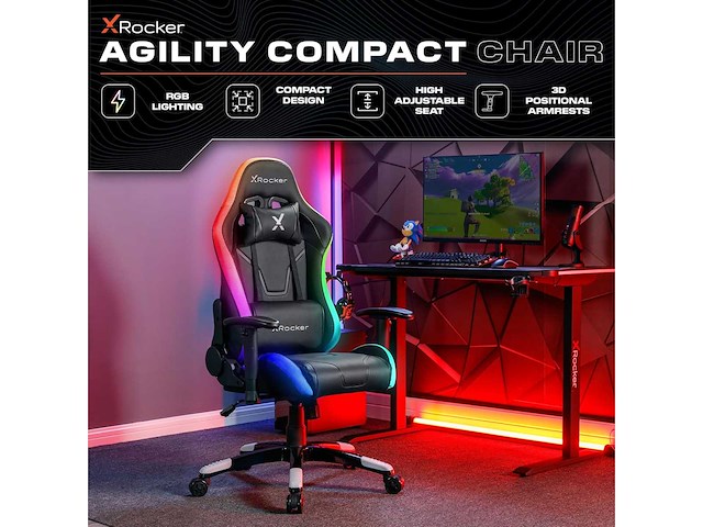 Gamingstoel - x rocker - ergonomisch - aanpasbaar rgb - hoge rugleuning - afbeelding 4 van  10